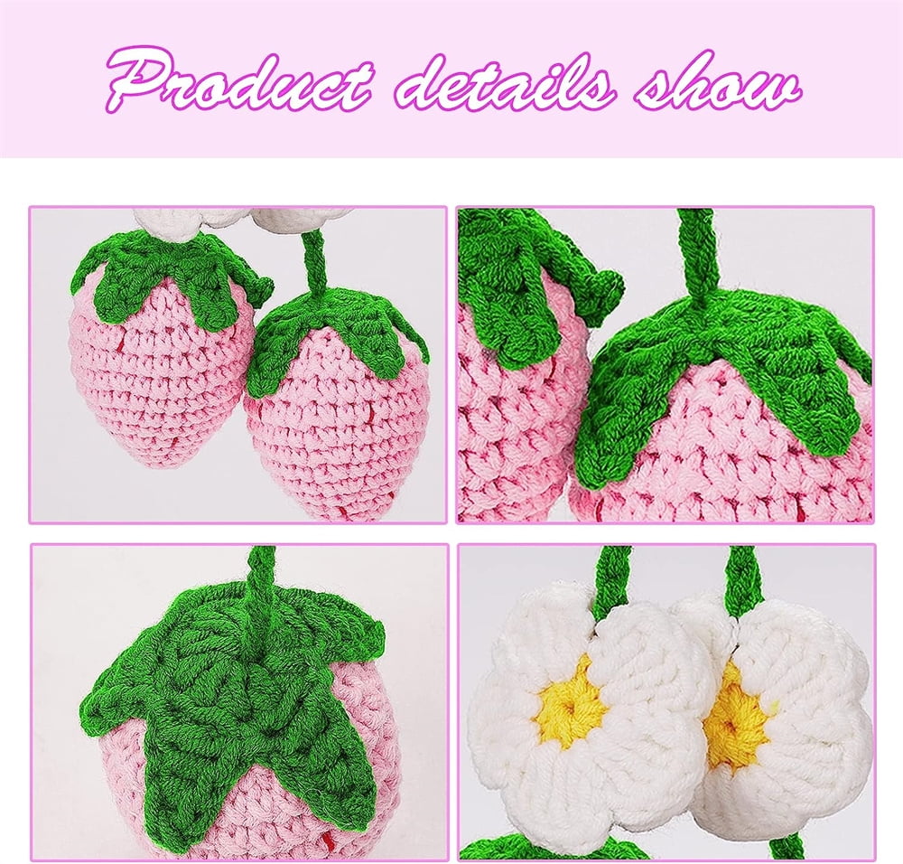 Strawberry Kawaii Flower, Car Mirror Hanging Décor