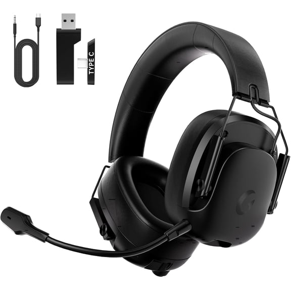 Soifcik 2.4GHz Wireless Gaming Headset for PS4/PS5/Switch/PC, Noise Cancelling Over-Ear Headphones with Microphone ,Black