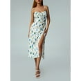 thumbnail image 2 of Seyurigaoka Women Juniors Tie-up Slip Dress, Floral Print V-Neck Spaghetti Strap Slit One-piece, 2 of 8