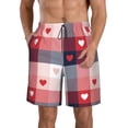 thumbnail image 2 of Uemuo Heart Plaid Pattern Men's Swim Trunks Hawaiian Beach Bathing Suit Swimsuits Beach Quick-Dry Shorts with Pockets-, 2 of 9