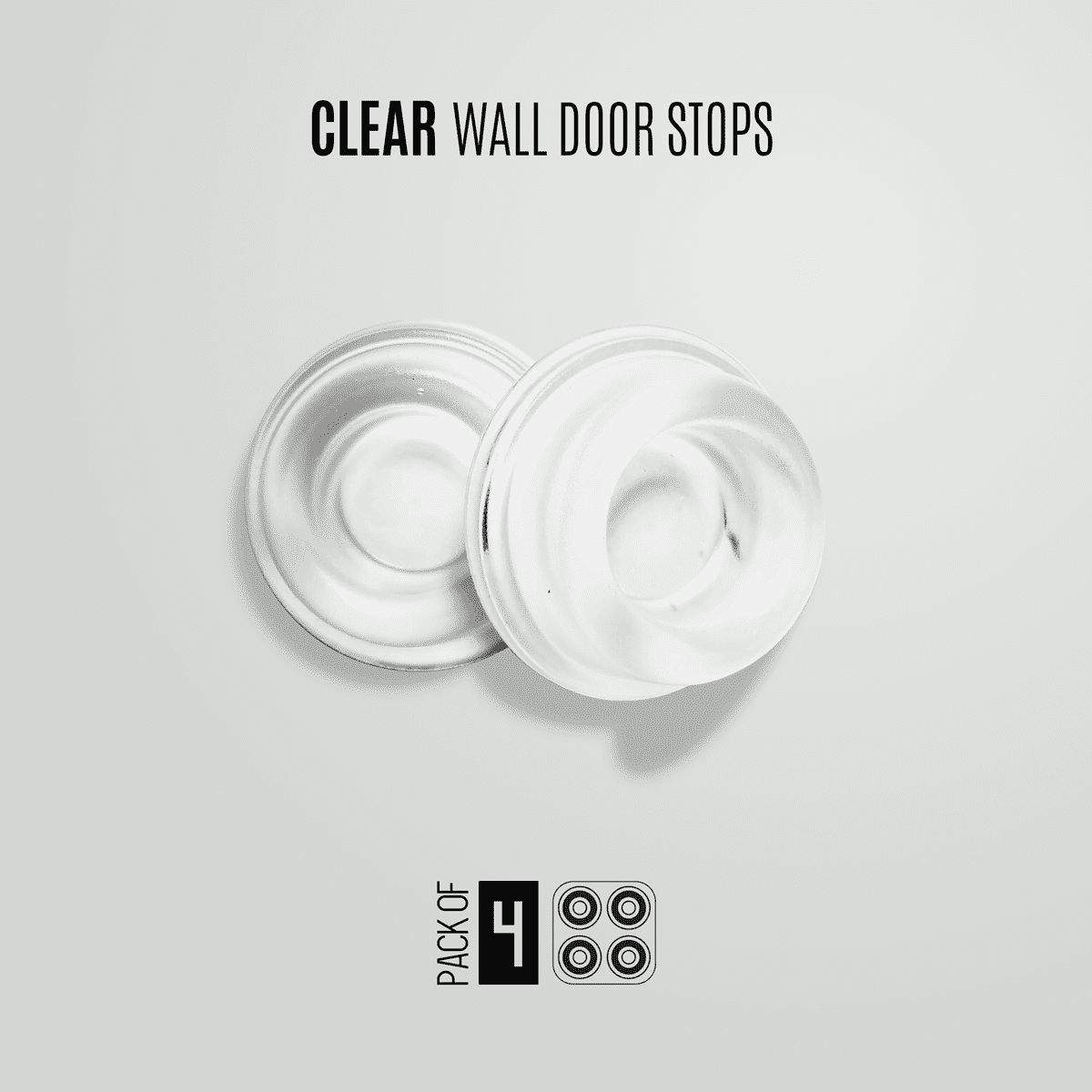Black/Clear 1.8''x 0.7'' Self adhesive Door Knob Bumpers Wall Door Stops 