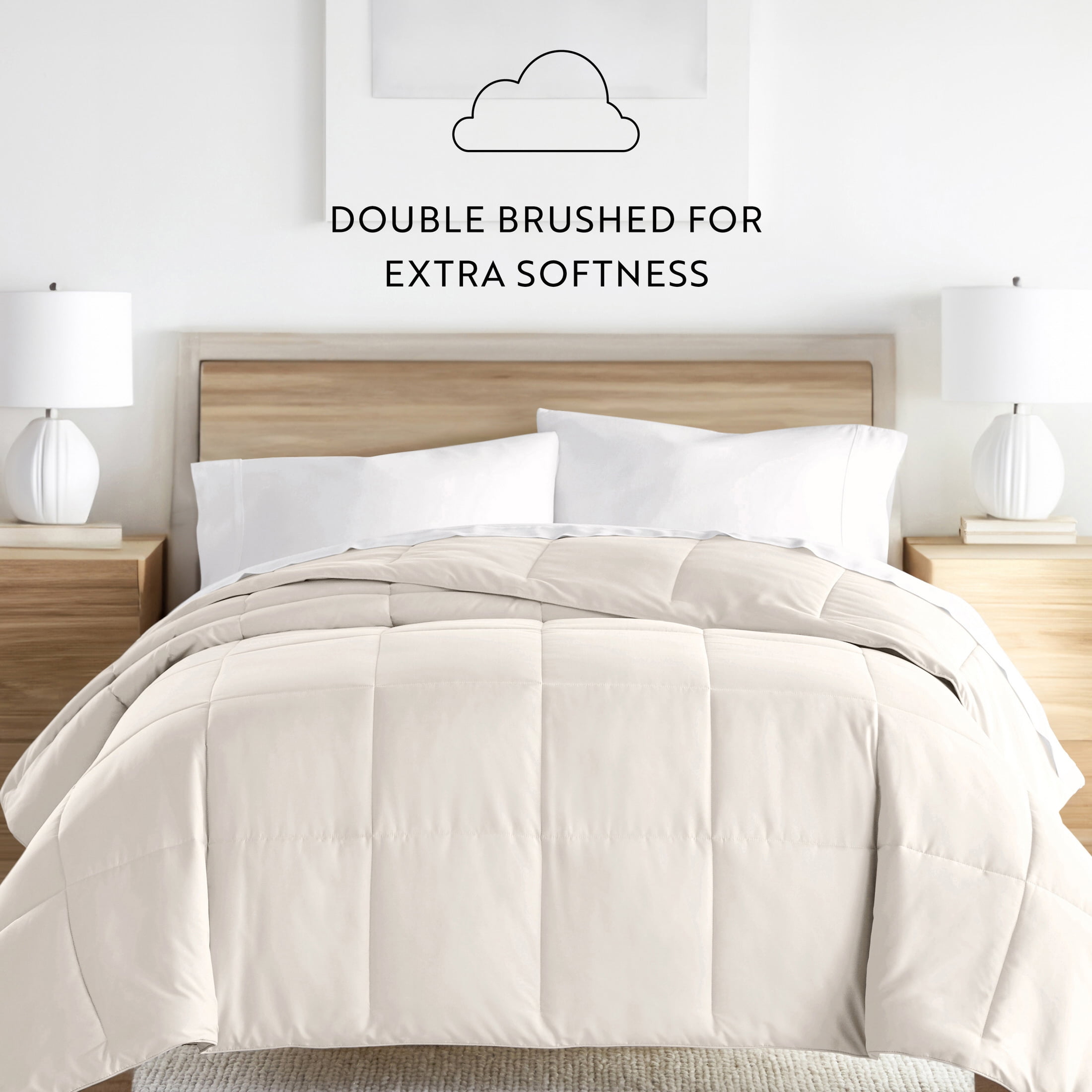 Noble Linens Ivory All Season Lightweight Down-Alternative Solid Comforter, Full/Queen