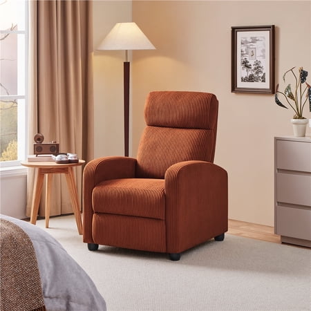 Yaheetech Modern Upholstered Recliner Chair with Adjustable Backrest and Padded Headrest Brick Red