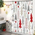 thumbnail image 3 of Christmas Tree Shower Curtain, Grey Beige Red Xmas Tree with Stars Snowflake Cute Bathroom Curtain for Boys Girls Bathtub Decor Waterproof Washable Fabric with 12 Hooks, 72''''Lx72''''W, 3 of 6