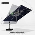 thumbnail image 4 of PURPLE LEAF 12 Feet Solar Powered LED Square Cantilever Umbrella With Base Patio Umbrellas Windproof Hanging Umbrella Outdoor Umbrellas Offset Umbrellas, Navy Blue, 4 of 11