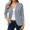 thumbnail image 7 of Lenpel Womens 3/4 Sleeve Tops Lightweight Open Front Solid Color Cardigans Comfy Soft Casual Loose Cover up Tops, 7 of 7