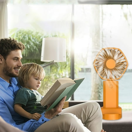 

Qdahuk USB Desktop Fan Rechargeable Convenient Mini Small Folding Circulating Student Dormitory High Wind Power Fan Orange