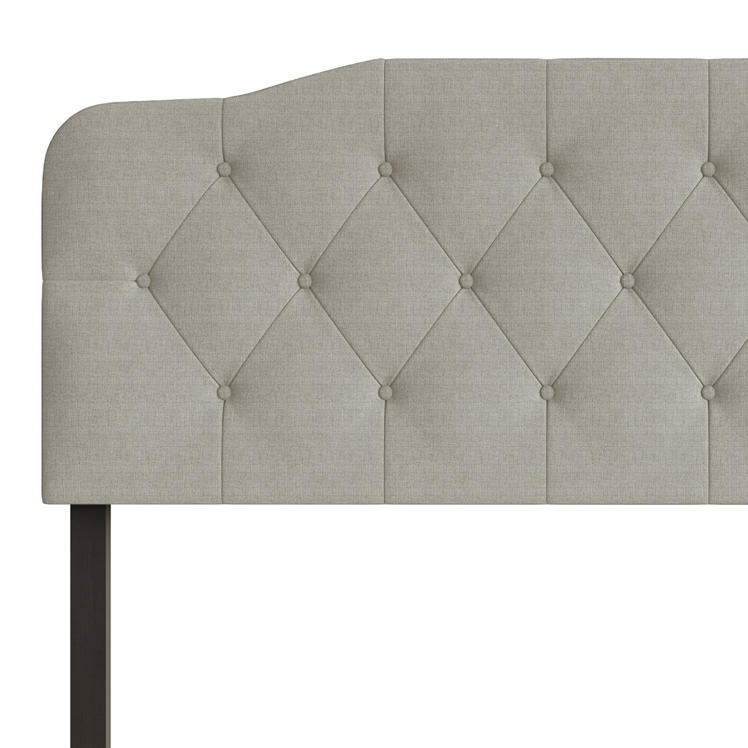 Home Design Angela Twin Button-Tufted Upholstered Headboard with Adjustable Height and Foam Padding, Warm Grey, Easy assembly