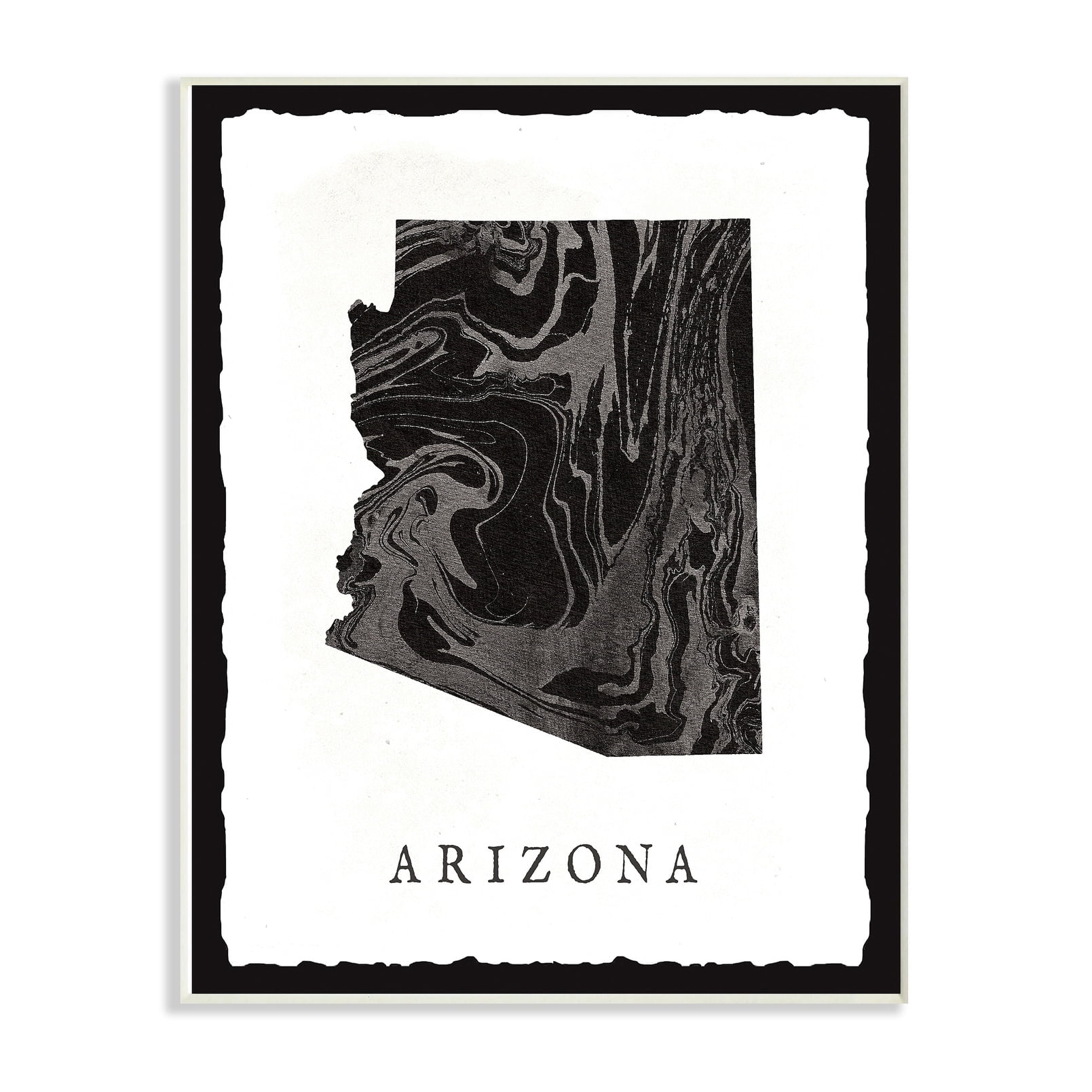 The Stupell Home Decor Collection Black and Grey Marbled Paper Arizona State Silhouette Oversized Wall Plaque Art, 12.5 x 0.5 x 18.5