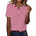 thumbnail image 1 of Plebaso T-Shirts à Rayures Col en V pour Femmes Manches Courtes Été Décontracté Blouses Amples pour Femmes, 1 of 7