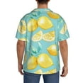 thumbnail image 3 of Lsque Yellow Lemon print Men's Cuban Collar Short Sleeve Shirt Summer Beachwear Casual Button Down Fashionable Vacation Leisure Shirt-XX-Large, 3 of 7