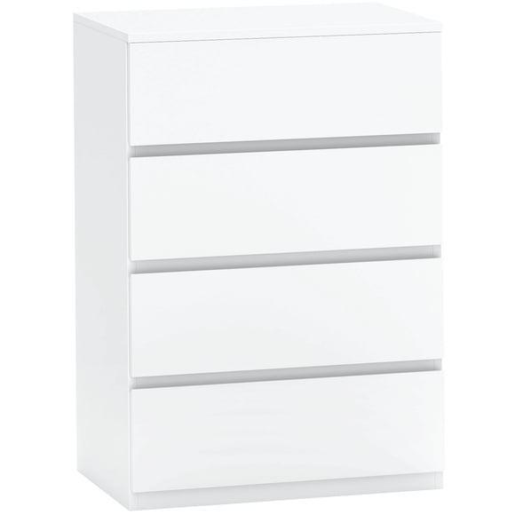HOMCOM Commode de Chambre, Commode à 4 Tiroirs pour Chambre, Blanc