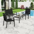 thumbnail image 4 of Ensemble de Mobilier de Patio 4 Pcs, Ensemble de Conversation Extérieur avec Causeuse, 2 Chaises Simples et Table Basse, Ensemble de Patio Moderne en Métal avec Sièges en Textilène Respirant pour Véranda, Cour Arrière, Balcon, 4 of 7