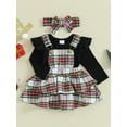 thumbnail image 4 of Newborn Baby Girl Clothes 3M 6M 12M 18M 24M Spring Autumn Clothing Sets Long Sleeve Bodysuit+Plaid Suspender Skirt Headband Clothes Xmas Outfits, 4 of 10