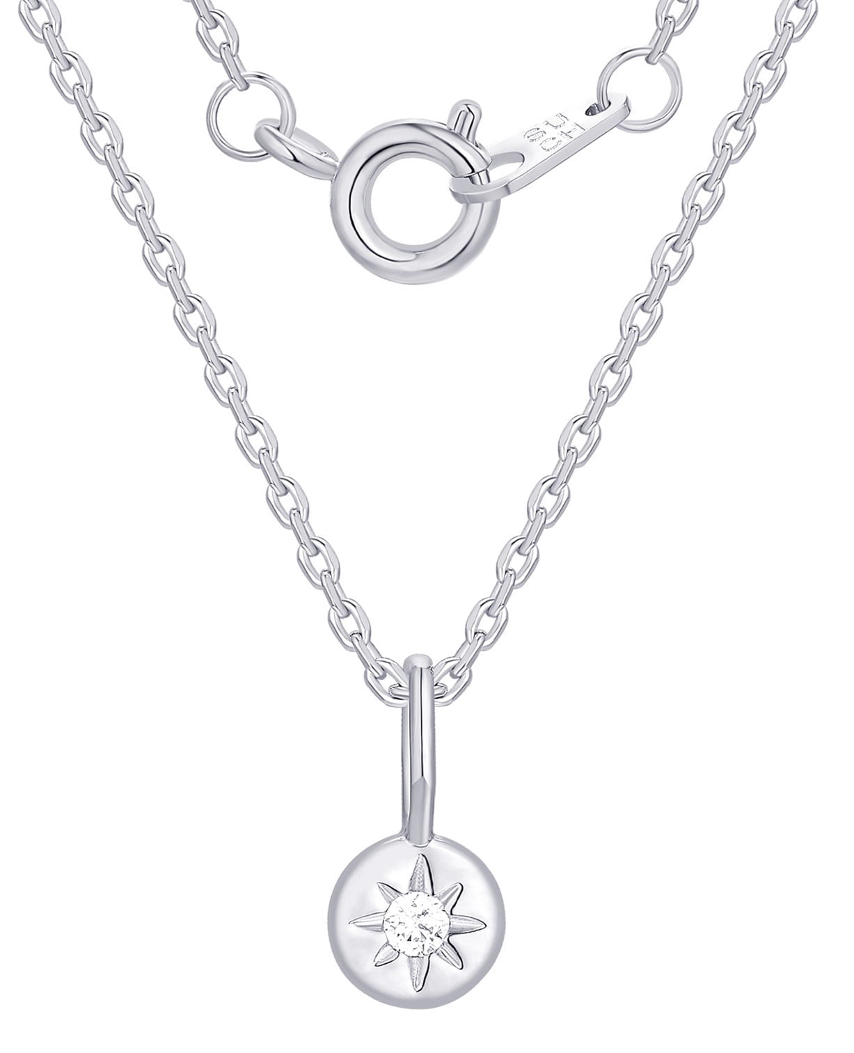 Fine Silver Plated Double Necklace Set with Simulated Diamonds Adult