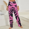 thumbnail image 3 of Pink Roses Print Winter Female Pants Flannel High Waist Women Pants Lady Warm Straight Leg Plush Trousers, 3 of 7