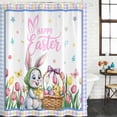 thumbnail image 2 of Spring Easter Shower Curtain, Waterproof Shower Curtains for Bathroom, Watercolor Pink Yellow Bunny Tulip Eggs Plaid Washable Fabric Bathtub Curtain Set Bath Decor with 12 Hooks 48"x72", 2 of 7