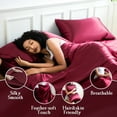thumbnail image 4 of LIFCOM Satin Sheets Set Full Size Burgundy,4Pcs Luxury Silky Bedding Set with 15 Inches Deep Pocket for Mattress, 4 of 6
