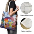 thumbnail image 3 of Elemental Bolso de tela con estampado de lienzo para mujer, bolsa de compras reutilizable y estética, con cremallera interior, regalo para mujer,40*40cm., 3 of 6