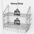 thumbnail image 4 of 35 Inch Pot Rack Wall Mounted, 2 Tier Pots and Pans Organizer with 20 Hooks and 6 Pot Lid Holders, Heavy Duty Steel Pot and Pan Hanger for Kitchen Cookware Utensils Storage, Silver, 4 of 13