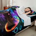 thumbnail image 4 of Game Consoles Sheet Set Full Gamer Gifts,Gaming Bed Sheets Set Space Glow Geometry Sheets Red Green Blue Teal,Gamer Decor Bedroom, 4 of 5