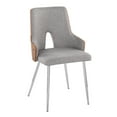 thumbnail image 2 of Stella Contemporary Accent/Dining Chair in Chrome Metal, Walnut Wood and Light Grey Fabric by LumiSource - Set of 2, 2 of 4