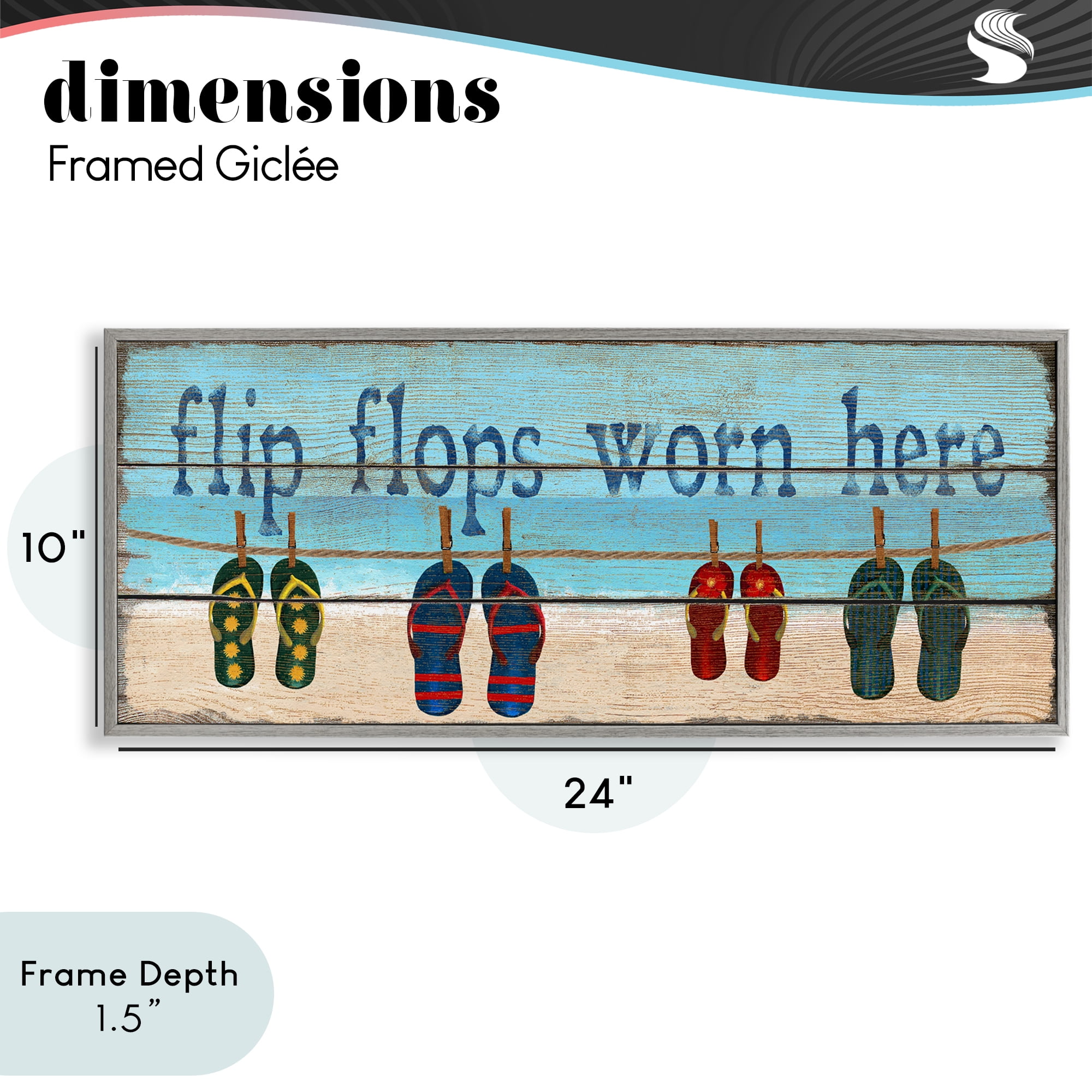 Stupell Industries Flip Flops Worn Here Gray Framed Giclee Art, design by Gail Fraser