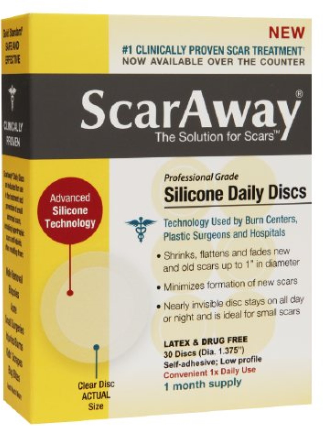 ScarAway Professional Grade Silicone Daily Discs 30 ea (Pack of 3
