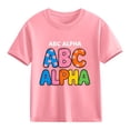 thumbnail image 4 of Kids ABC Tshirt Pink | Boys Alphabet Graphic Tee 100% Cotton Soft Shirt for Kids & Big Kids 3-10 Years | Educational Playwear for School & Casual,Size 7 T, 4 of 9