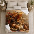 thumbnail image 5 of Rustic Autumn Still Life, Cozy Festive Scene, Warm Flannel Blanket for Cabin and Lodge with Detailed Artwork with Rich Color Accents, Art Lovers Thanksgiving Gift, Festive Home Decor, 5 of 9