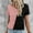 Pink womens shirts, variant on Wycnly Womens Shirts Fashion Button Down Breathable Workout Pullover Tops Summer Short Sleeve Round Neck Ladies Color Block Tops and Blouses Pink s