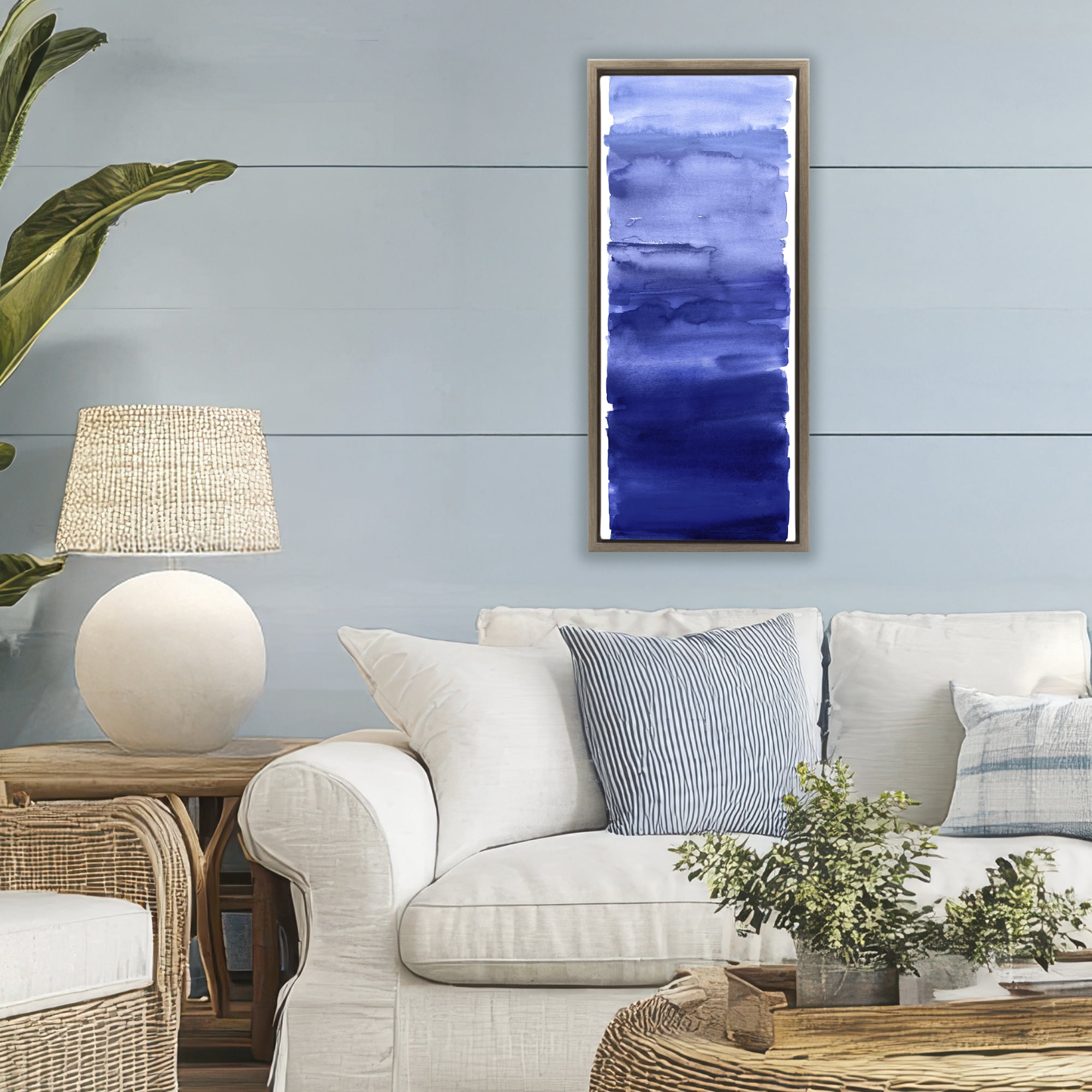 Stupell Industries Indigo Blend Gradient Brown Framed Floater Canvas Wall Art, design by Allie Corbin