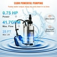 thumbnail image 4 of Submersible Water Pump 9500L/H W/ 10 M Cord And Automatic Tethered Float Switch For Clean Empty Flooded Area Swimming Pool ,Long Lasting, 4 of 7