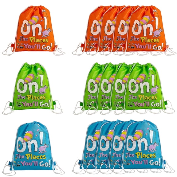 Fun Express Medium Dr. Seuss Oh, the Places You’ll Go Drawstring Bags - 12 Piece