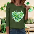 thumbnail image 5 of felwors Womens 3/4 Sleeve Crew Neck Valentine T Shirts Love Heart Printed Graphic Tee Tops (Dark Green, S), 5 of 7