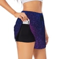 thumbnail image 1 of Balery Neon Glitter Pantalones cortos deportivos para mujer con forro y dos bolsillos, elásticos, para entrenamiento, gimnasio, yoga-Large, 1 of 7