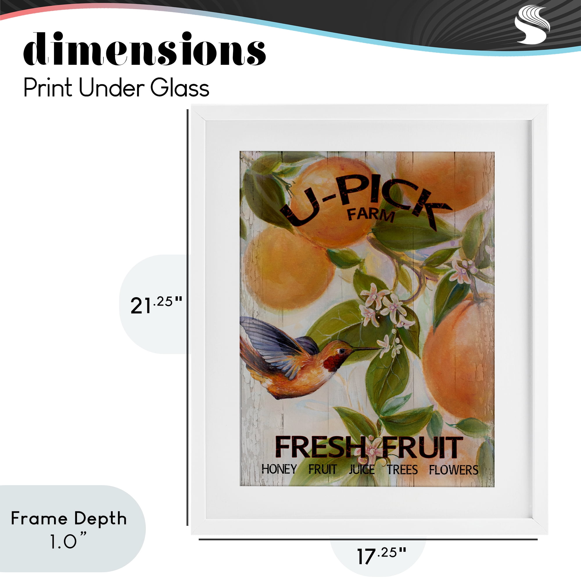 Stupell Industries U-Pick Fresh Fruit Farm White Framed Print Under Glass, design by Diannart
