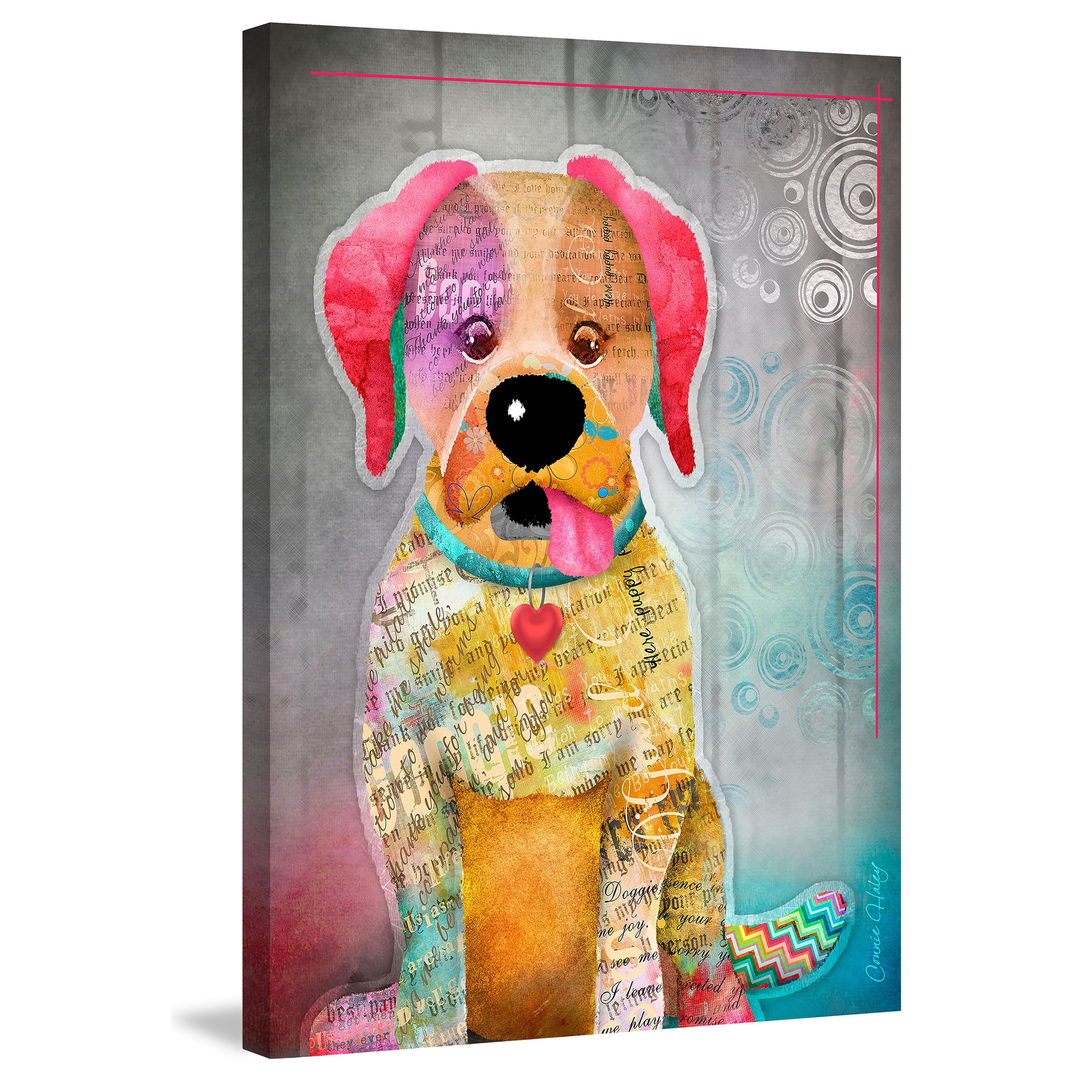 Marmont Hill "Sit Stay Love II" by Connie Haley Painting Print on Wrapped Canvas