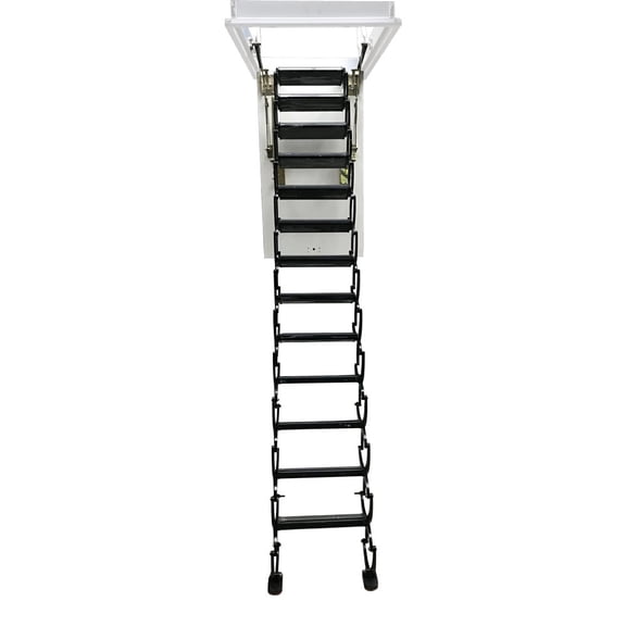 INTBUYING Hidden Telescopic Folding Ladder Black 10.5ft/13Steps Al-Mg Alloy 27.56 x 39.37in