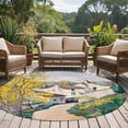 thumbnail image 6 of Country Road Round Rug 7ft Washable Circle Rugs Non Slip Abstract Art Oil Painting Pastoral Villas Large Area Rug Indoor Floor Carpet for Bedroom Kitchen Living Room Home Office Dining Room Nursery, 6 of 9