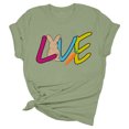 thumbnail image 4 of TSADFHJI Hauts de Noël pour Femmes avec Bling Femmes Décontracté Simple Couleur Unie Col Rond T-Shirt Manches Courtes Impression Drôle T-Shirt Manches Courtes m Vert, 4 of 5
