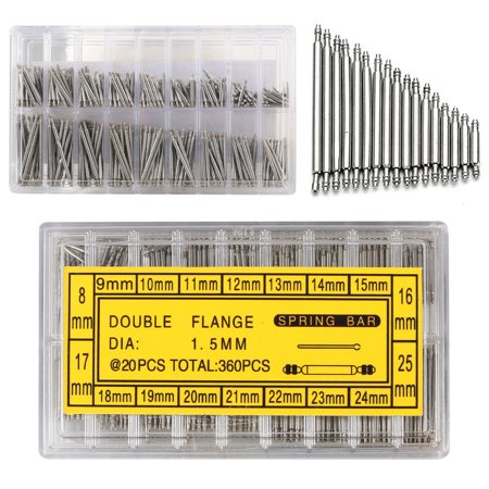 - 360-pack Stainless Steel Watch Band Spring Bar Strap Link Pins 8-25mm Repair Kit