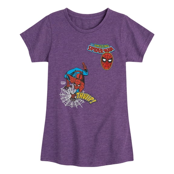 Spider-Man - Spidey Thwip Faux Patch Fitted Short Sleeve Graphic T-Shirt