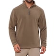 thumbnail image 1 of INSPIRAR CHIC Sudadera de felpa de manga larga con media cremallera y cuello alto para hombre, color sólido, 2XL, marrón, 1 of 6