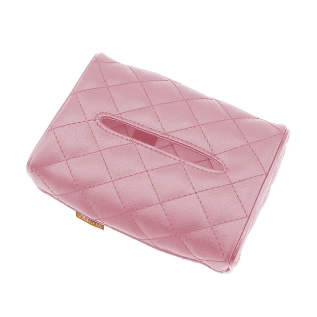 Pink Pink Car Seat Back Tissue Bag Leather Pattern With Elastic Straps For Easy Installation Polyurethane Material 6.8X4.7X3.3 Inch