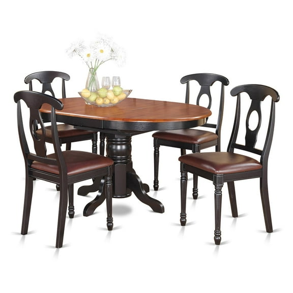 East West Furniture Avon 5 Piece Oval Pedestal Dining Table Set with Kenley Napoleon Chairs