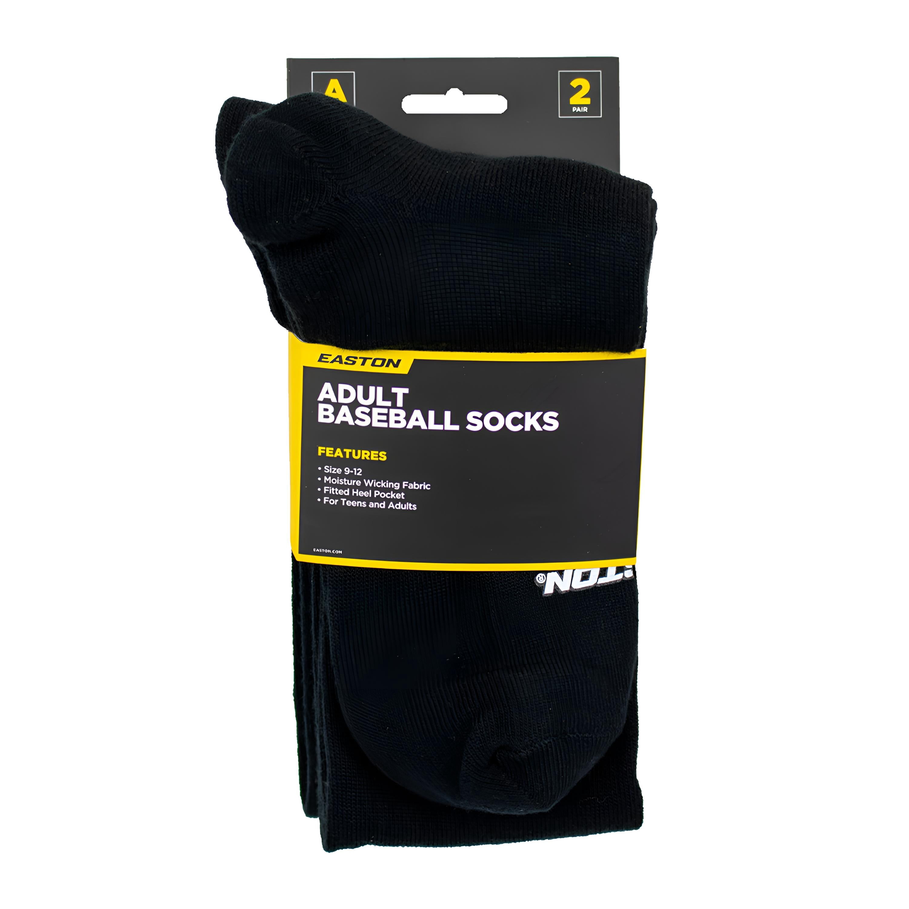 Easton Youth Baseball Socks, 2 Pair (Adult/Black)
