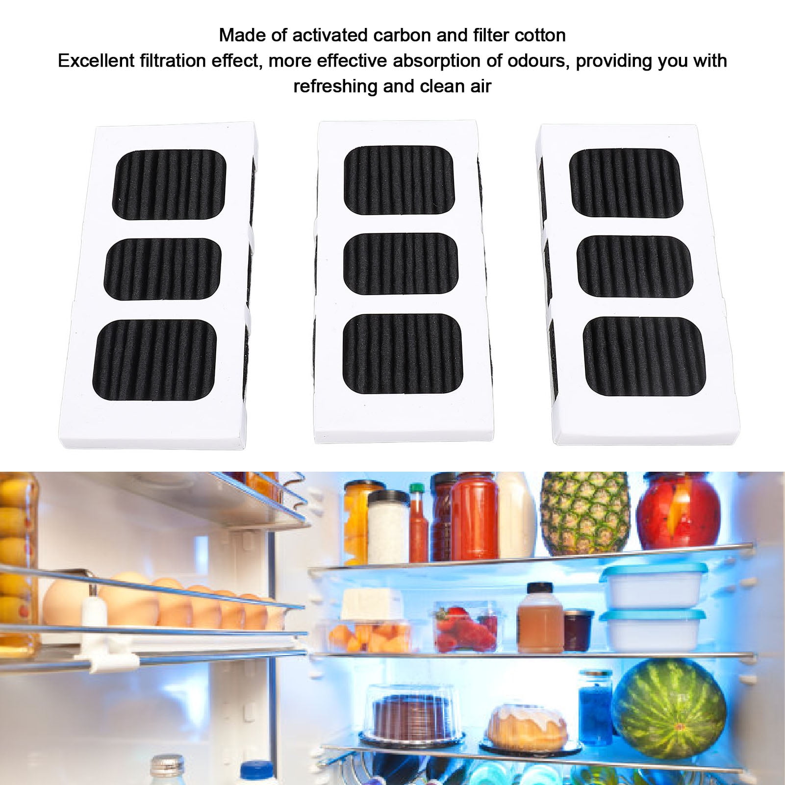 Refrigerator Air Filter Replacement, Effective Refrigerator Air Filter Activated Carbon Cotton 6PCS Easy Installation With Brush For PD00044143