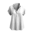 thumbnail image 4 of Cilsoka Linen Tops for Women - Summer Gauze Shirts Button Down Short Sleeve V Neck Blouses Dressy Casual Tunic Clothes, 4 of 5