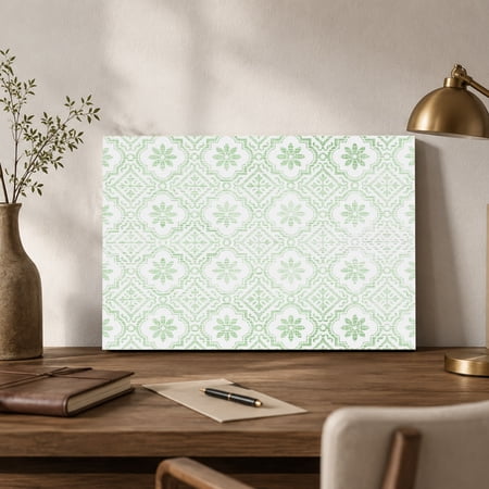 Mint Green Floral Canvas Wall Art Classic Green Petal Flower Pattern Vintage Wall Art Prints Artwork Framed Canvas Ready to Hang Art Pictures for Bathroom Nightstand Narrow Hallway 14 x 11